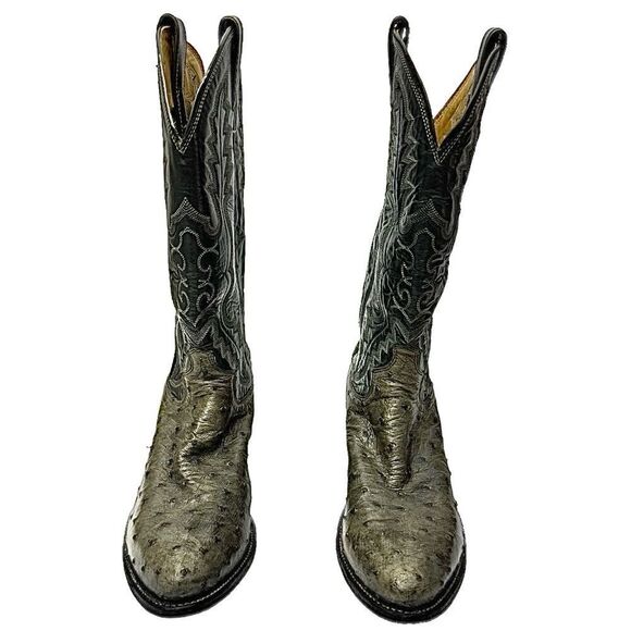 Justin Boots #8936 Men’s Cowboy Boots Antique Grey Ostrich Leather Size 8D - Picture 3 of 12